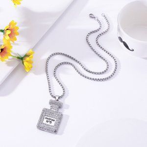 Silver Perfume Bottle Necklace
